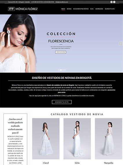 Página Web Catálogo Vestidos de Novia Mónica Flórez